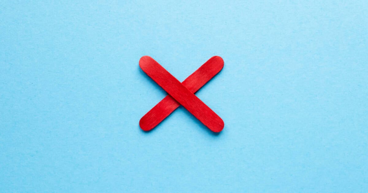 A cross mark with icecream sticks 